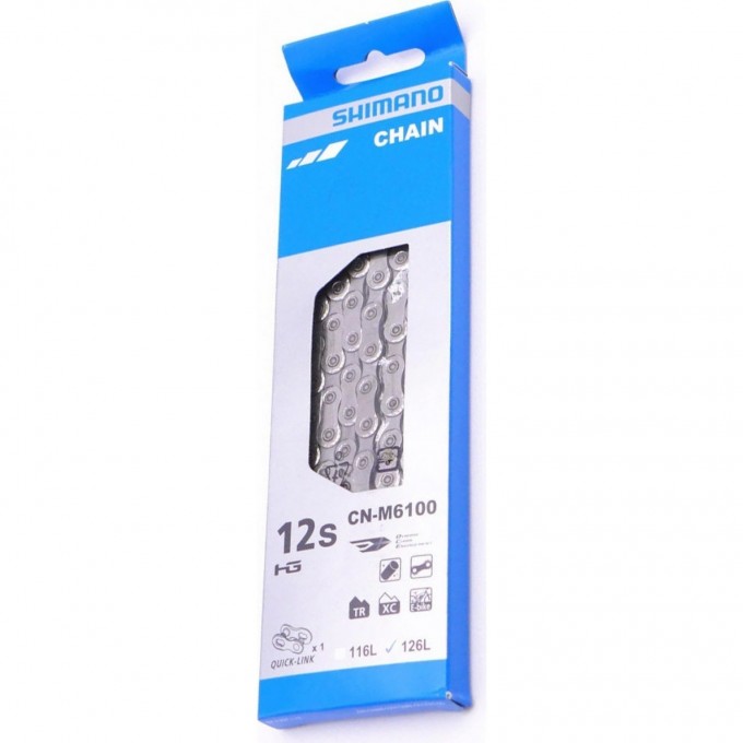 Цепь SHIMANO DEORE, M6100, 12 скоростей, 116 звеньев, с замком ICNM6100116Q Цепь SHIMANO DEORE, M6100, 12 скоростей, 116 звеньев, с замком ICNM6100116Q