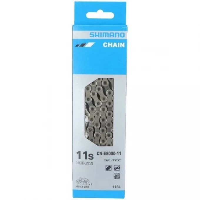 Цепь SHIMANO E8000, 11 скоростей, 126 звеньев, с замком цепи ICNE800011126Q